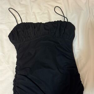Princess Polly Black Ruched Spaghetti Strap Dress